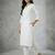 White embroidered rayon kurta set
