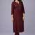 Maroon embroidered rayon kurta set