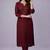 Maroon embroidered rayon kurta set