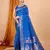 Blue woven self design embellished pure silk banarasi saree with blouse