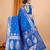 Blue woven self design embellished pure silk banarasi saree with blouse