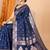 Navy blue woven self design embellished pure silk banarasi saree with blouse