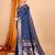 Navy blue woven self design embellished pure silk banarasi saree with blouse