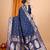 Navy blue woven self design embellished pure silk banarasi saree with blouse
