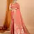 Salmon woven self design embellished pure silk banarasi saree with blouse