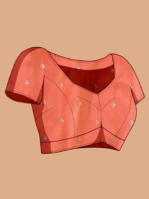 Salmon woven self design embellished silk blend banarasi saree with blouse 5