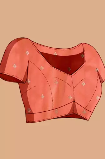 Salmon woven self design embellished pure silk banarasi saree with blouse