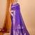 Violet woven self design embellished pure silk banarasi saree with blouse
