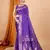 Violet woven self design embellished pure silk banarasi saree with blouse