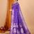 Violet woven self design embellished pure silk banarasi saree with blouse