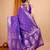 Violet woven self design embellished pure silk banarasi saree with blouse