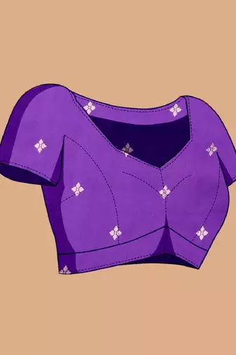 Violet woven self design embellished pure silk banarasi saree with blouse
