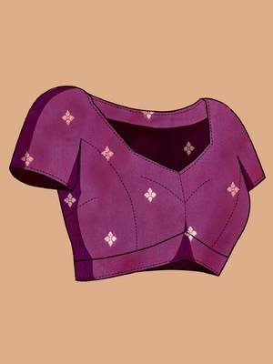 Wine woven self design embellished silk blend banarasi saree with blouse 5