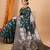 Dark green woven self design embellished pure silk banarasi saree with blouse