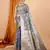 Grey woven self design embellished pure silk banarasi saree with blouse