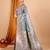 Grey woven self design embellished pure silk banarasi saree with blouse
