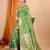 Light green woven self design embellished pure silk banarasi saree with blouse
