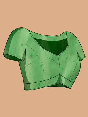 Light green woven self design embellished silk blend banarasi saree with blouse 5