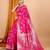 Pink woven self design embellished pure silk banarasi saree with blouse
