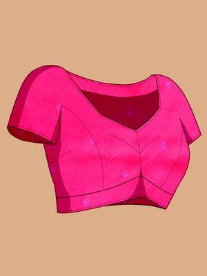 Pink woven self design embellished silk blend banarasi saree with blouse 5