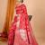 Red woven self design embellished pure silk banarasi saree with blouse