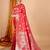 Red woven self design embellished pure silk banarasi saree with blouse