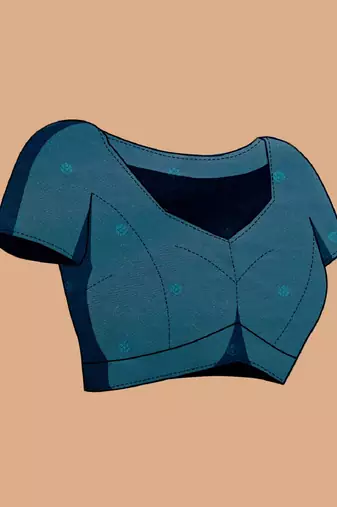 Teal blue woven self design embellished pure silk banarasi saree with blouse
