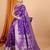 Violet woven self design embellished pure silk banarasi saree with blouse