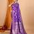Violet woven self design embellished pure silk banarasi saree with blouse