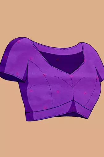 Violet woven self design embellished pure silk banarasi saree with blouse