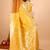 Yellow woven self design embellished pure silk banarasi saree with blouse
