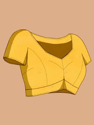 Yellow woven self design embellished silk blend banarasi saree with blouse 5