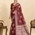 Maroon floral print soft silk bollywood saree with blouse