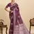 Wine floral print soft silk bollywood saree with blouse