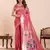 Pink floral print pure soft silk paithani saree with blouse