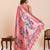 Pink floral print pure soft silk paithani saree with blouse