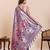 Purple floral print pure soft silk paithani saree with blouse