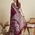 Maroon floral print silk blend bollywood saree with blouse