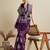 Purple floral print silk blend bollywood saree with blouse