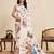 White floral print printed chinon bollywood saree with blouse