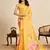 Yellow floral print printed chinon bollywood saree with blouse