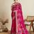Pink printed floral print cotton silk bollywood saree with blouse
