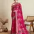 Pink printed floral print cotton silk bollywood saree with blouse
