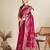 Pink printed floral print cotton silk bollywood saree with blouse
