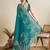 Teal green printed floral print cotton silk bollywood saree with blouse