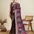 Wine printed floral print cotton silk bollywood saree with blouse