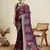 Wine printed floral print cotton silk bollywood saree with blouse