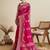 Pink printed floral print cotton silk bollywood saree with blouse