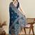 Teal blue printed floral print cotton silk bollywood saree with blouse