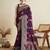 Wine printed floral print cotton silk bollywood saree with blouse